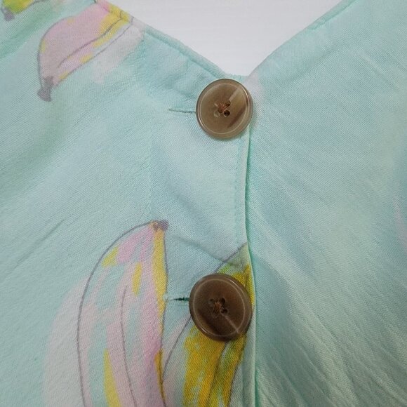 ❤️❤️❤️Womens Romper Sz S LC Tropical Banana Mint Green Yellow Jumpsuit cover up - Picture 5 of 7